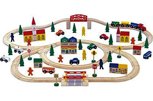 Small Foot World Straßen-Set Kurven Aus Holz | 4 Teile, Kompatibel Mit Holzeisenbahnen | 25x10,5x1 Cm | Ab 3 Jahren